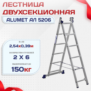 Лестница двухсекционная Alumet Ал 5206 - stroymarket66.ru - Нижний Новгород