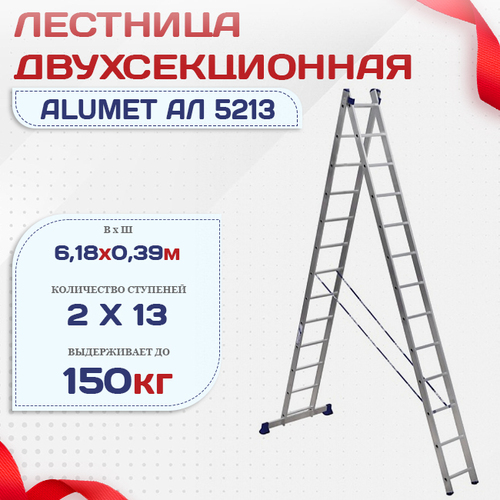 Лестница двухсекционная Alumet Ал 5213 - stroymarket66.ru - Нижний Новгород